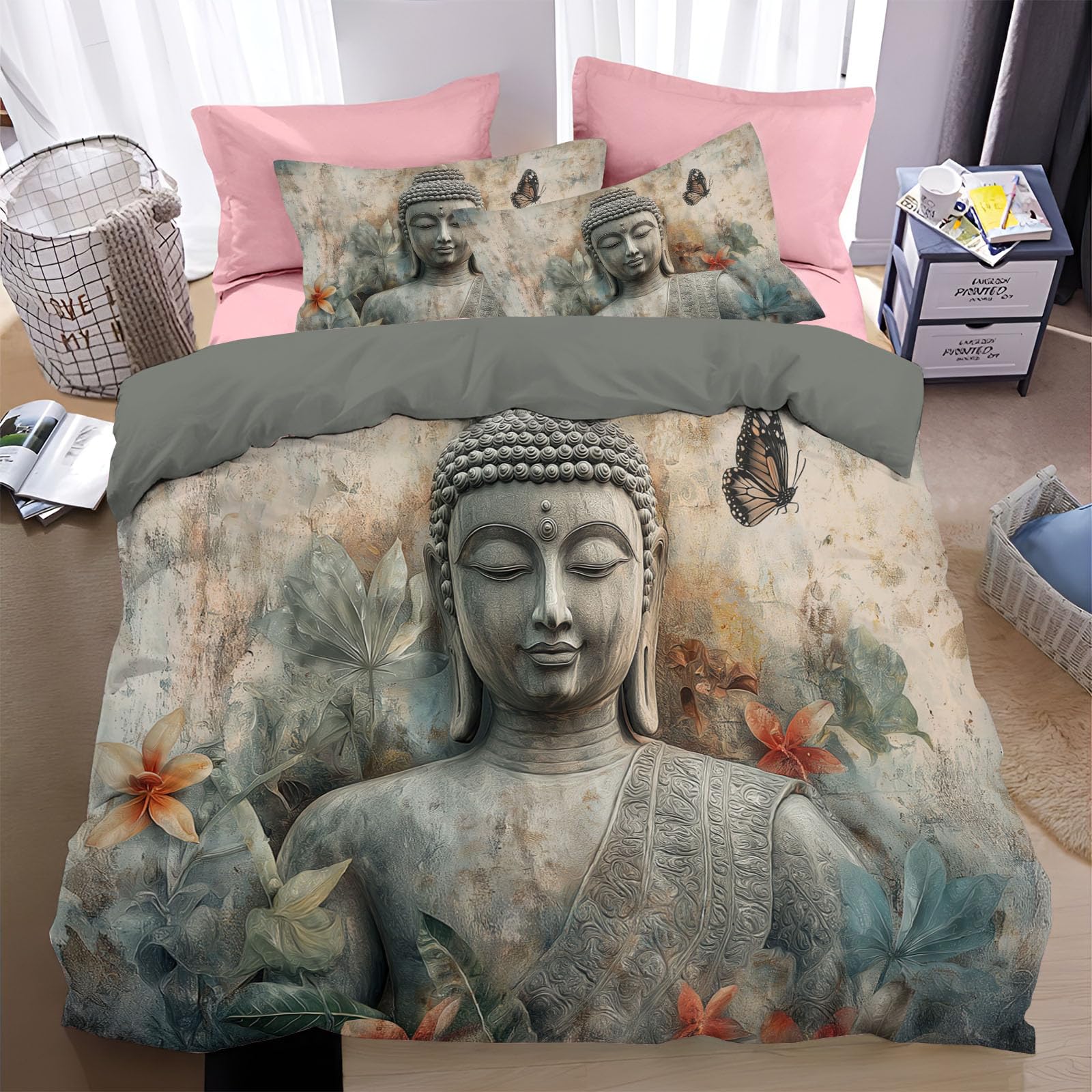 靴 DUVET vintage Amazon.com: DLERFLOVR Bedding Set Vintage Buddha Statue Duvet